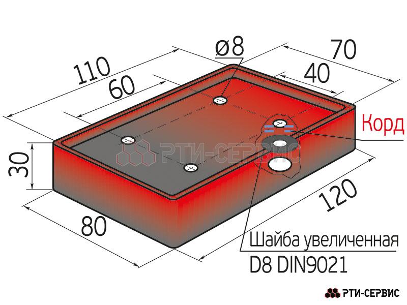 Накладка резиновая для подъемников: Т-4, AE&T, Peak, AMGO, Avik, Fagihi, Nordberg. КОРД - фото 3
